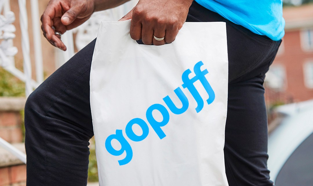 Photograph of a GoPuff bag.