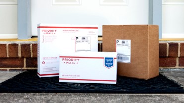 Photograph of USPS packages.
