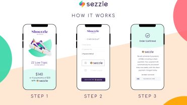 Mobile checkout screen displaying Sezzle
