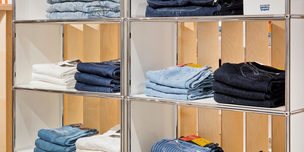 A Levi's denim display at Nordstrom