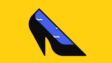 Illustration of a black shoe on a yellow background
