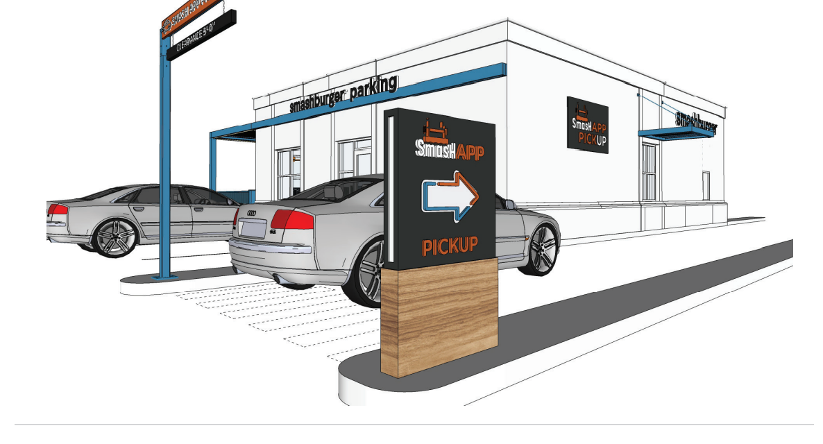 A rendering of what Smashburger's upgraded drive-thru would look like