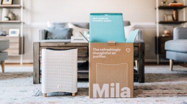 Mila's air purifier in a living room.