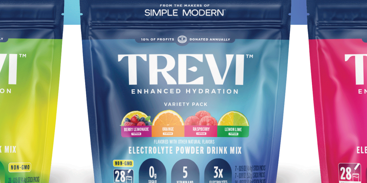 A series of Trevi electrolyte powders that read "enhanced hydration"