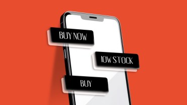 Mobile phone with various push notifications popping out like "buy now" and "low stock"